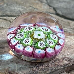 Dazzling Vintage Millefiori Glass Paperweight!